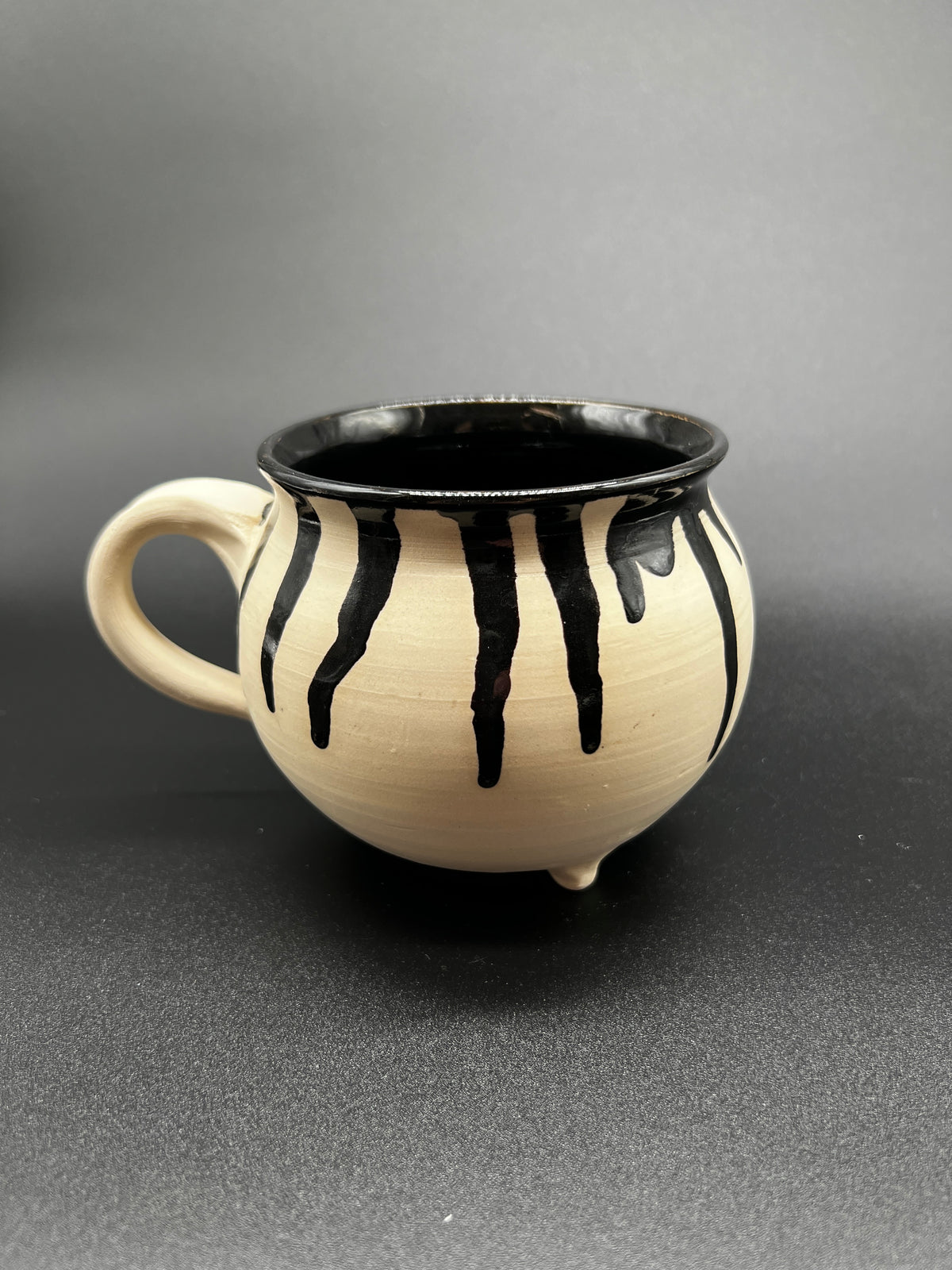 White Stoneware Cauldron Mug #1