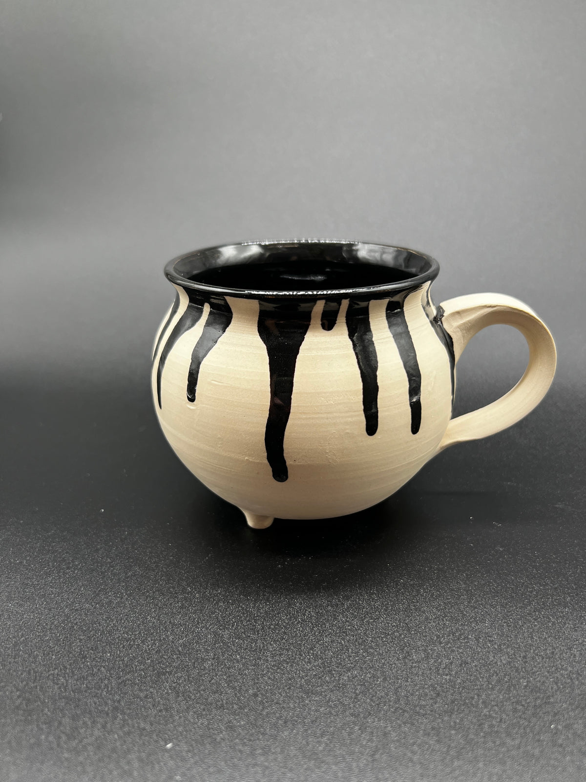 White Stoneware Cauldron Mug #1